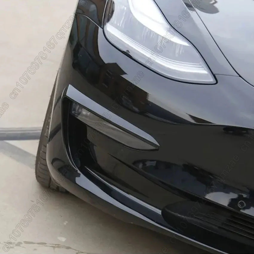 DSI - Tesla Model 3/Y 2017 2018 2019-2023 Glossy Black Carbon Look Car Front Bumper Fog Light Frame Spoiler Decoration/Body Kit