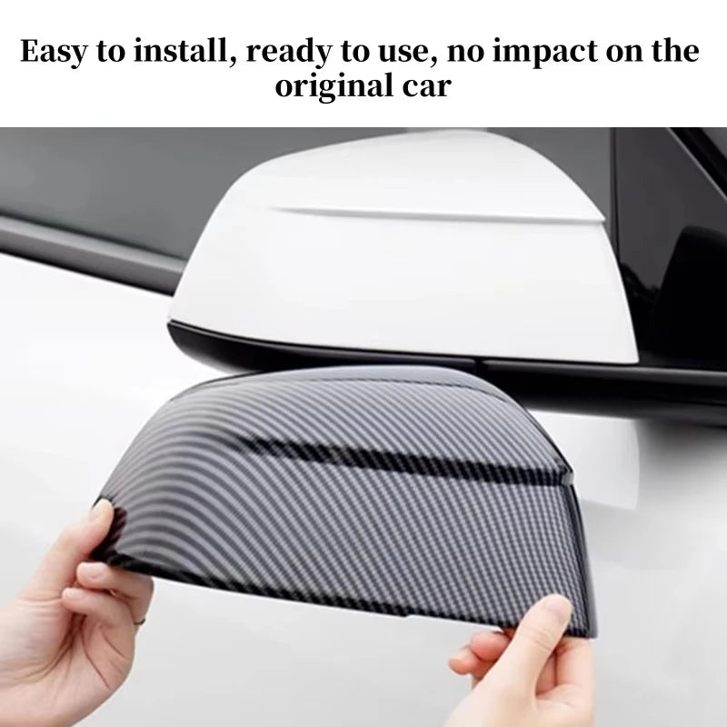 DSI - Carbon Fiber Car Paste Side Door Mirror Cover For Tesla Model Y Juniper2025 Auto Exterior Accessories ABS Sides Rearview Cover