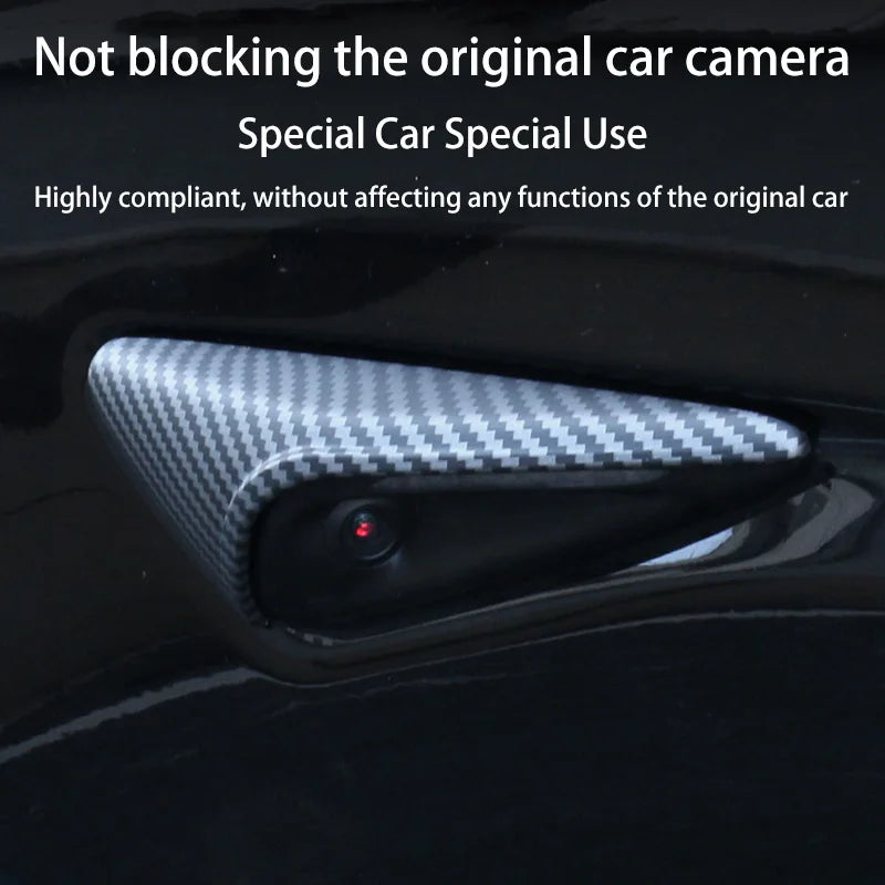 For New Tesla Model Y Juniper 2025+ ABS Carbon Pattern Side Camera Cover ABS Leaf Board Sticker Accessories