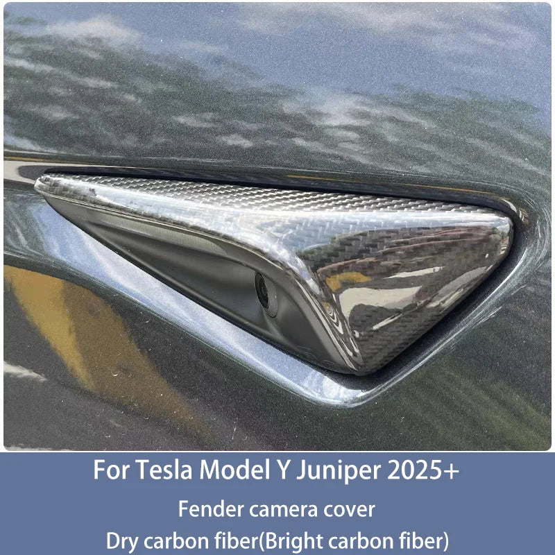 For New Tesla Model Y Juniper 2025+ ABS Carbon Pattern Side Camera Cover ABS Leaf Board Sticker Accessories