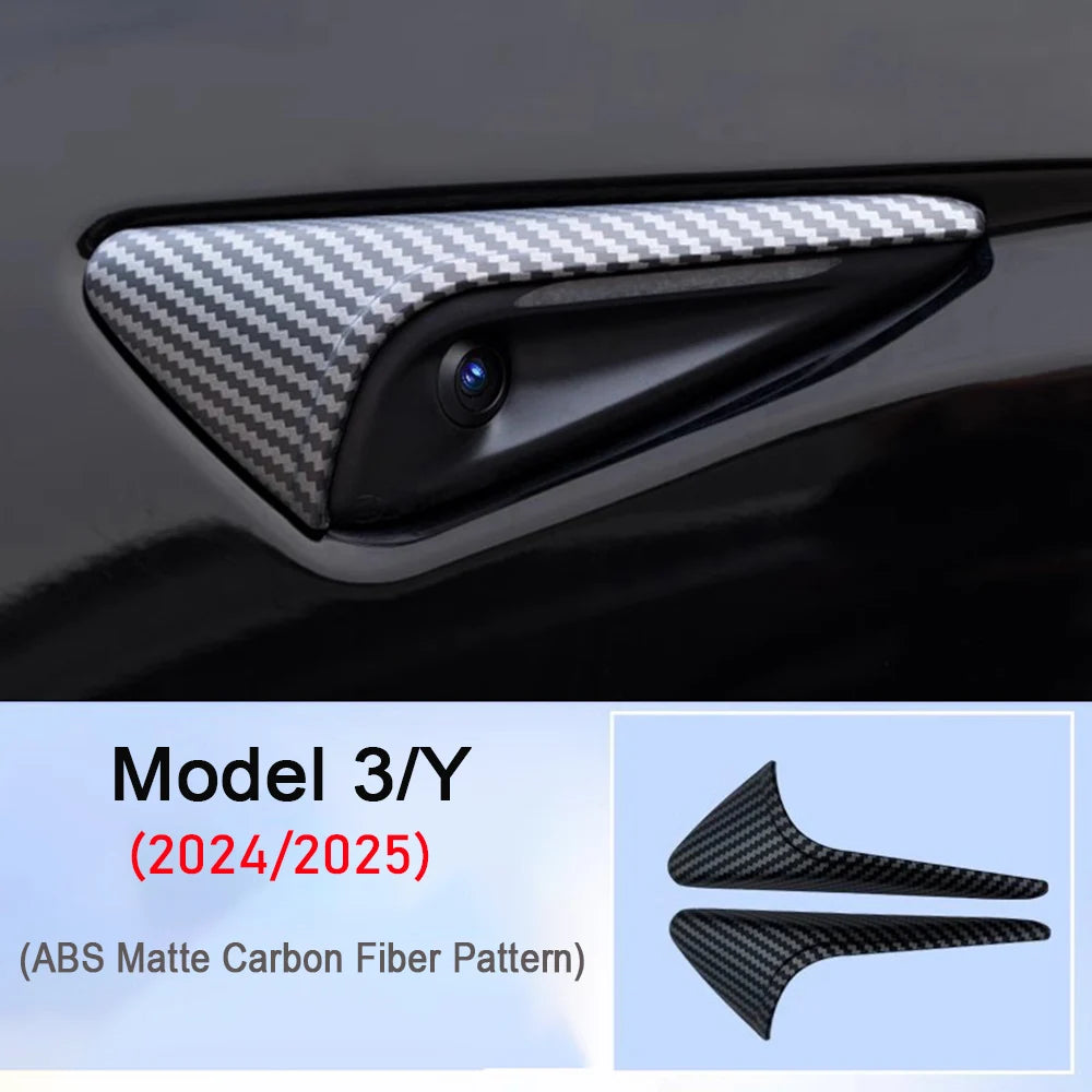 DSI - Side Camera Cover - FITS Tesla New Model 3 Highland 2024  Lens Protector Black White Red Shiny Matte Carbon Fiber Pattern