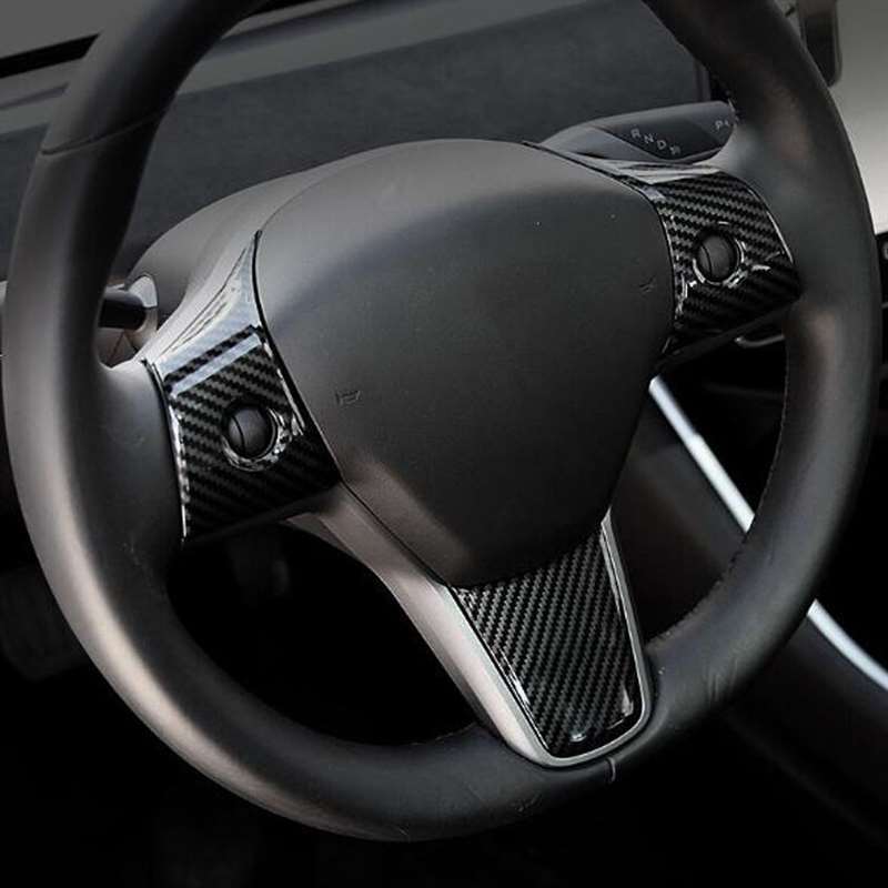 DSI - 3 Pcs Set Car Steering Wheel Decoration For Tesla Model 3 With Logo