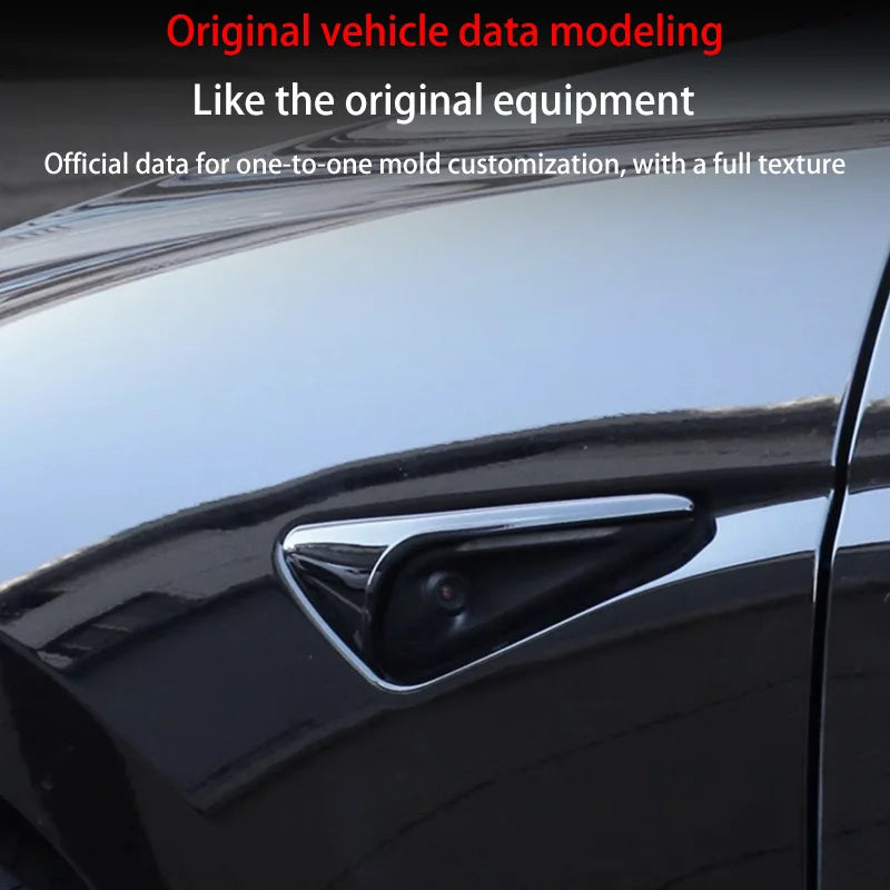 For New Tesla Model Y Juniper 2025+ ABS Carbon Pattern Side Camera Cover ABS Leaf Board Sticker Accessories