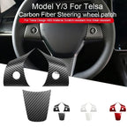 DSI - NEW Steering Wheel Trim Cover For Tesla Model 3/Y Interior Accessories Compatible With Tesla Model 3/Y Carbon Fiber Pattern