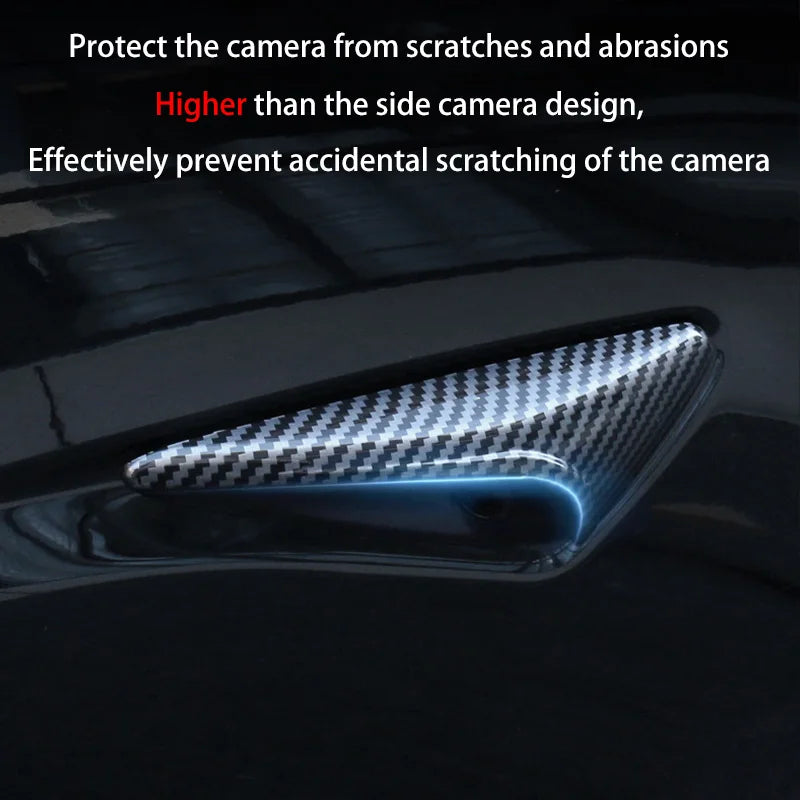 For New Tesla Model Y Juniper 2025+ ABS Carbon Pattern Side Camera Cover ABS Leaf Board Sticker Accessories