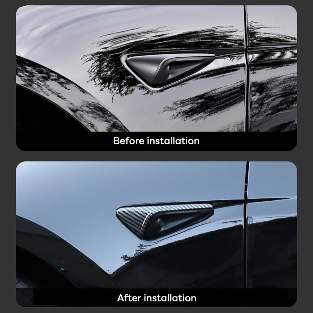 DSI -  Side Camera Cover Lens Protector - FITS Tesla New Model 3 Highland 2024 Black White Red Shiny Matte Carbon Fiber Pattern