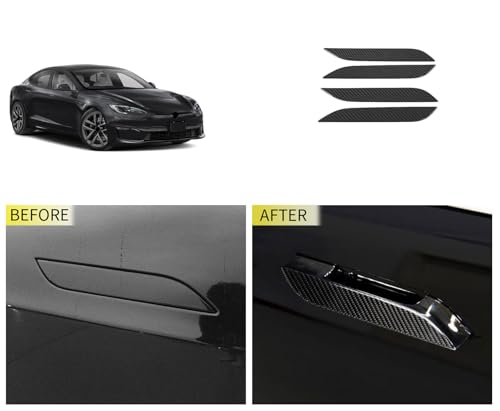 DStar - Exterior Door Handle Covers Compatible with Tesla Model S 2024 2023 2022-2017 Outdoor Handle Trim Exterior Car Accessories ABS 4PC (Carbon Fiber Style)