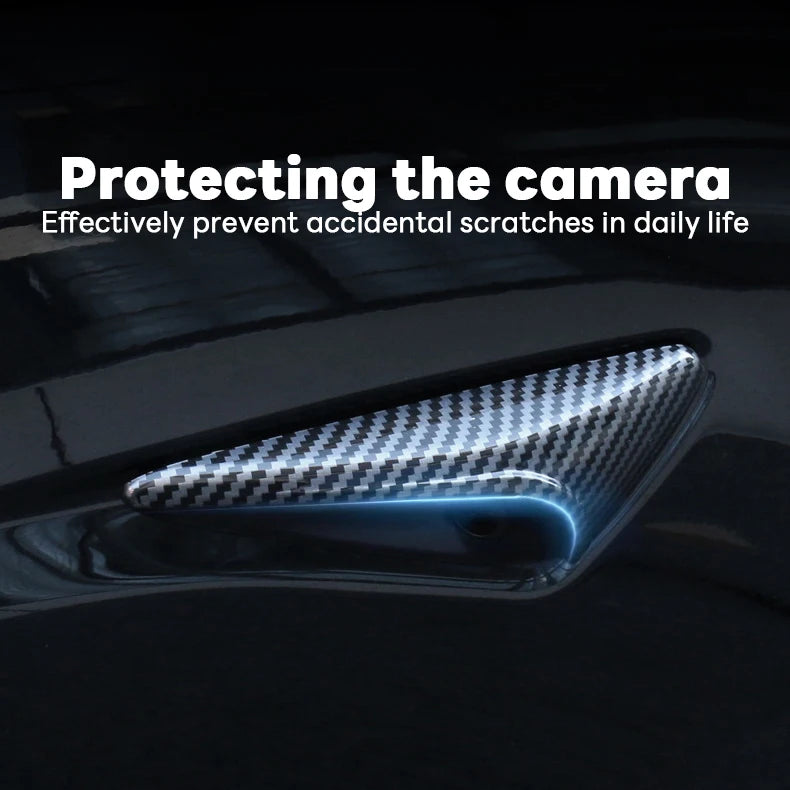 DSI -  Side Camera Cover Lens Protector - FITS Tesla New Model 3 Highland 2024 Black White Red Shiny Matte Carbon Fiber Pattern