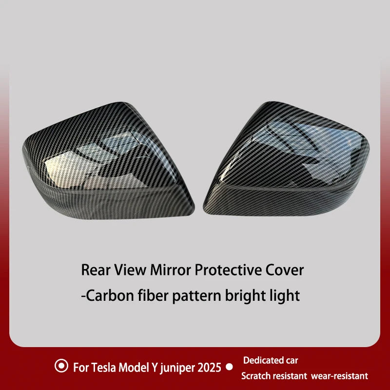 DSI - Carbon Fiber Car Paste Side Door Mirror Cover For Tesla Model Y Juniper2025 Auto Exterior Accessories ABS Sides Rearview Cover
