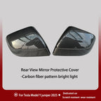 DSI - Carbon Fiber Car Paste Side Door Mirror Cover For Tesla Model Y Juniper2025 Auto Exterior Accessories ABS Sides Rearview Cover