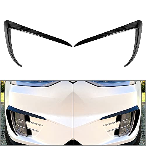 DSTAR - Front Bumper Fog Light Eyebrow Cover Trim for Tesla Model X 2015-2020, Carbon Fiber Style
