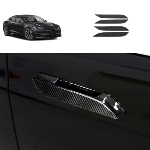 DStar - Exterior Door Handle Covers Compatible with Tesla Model S 2024 2023 2022-2017 Outdoor Handle Trim Exterior Car Accessories ABS 4PC (Carbon Fiber Style)