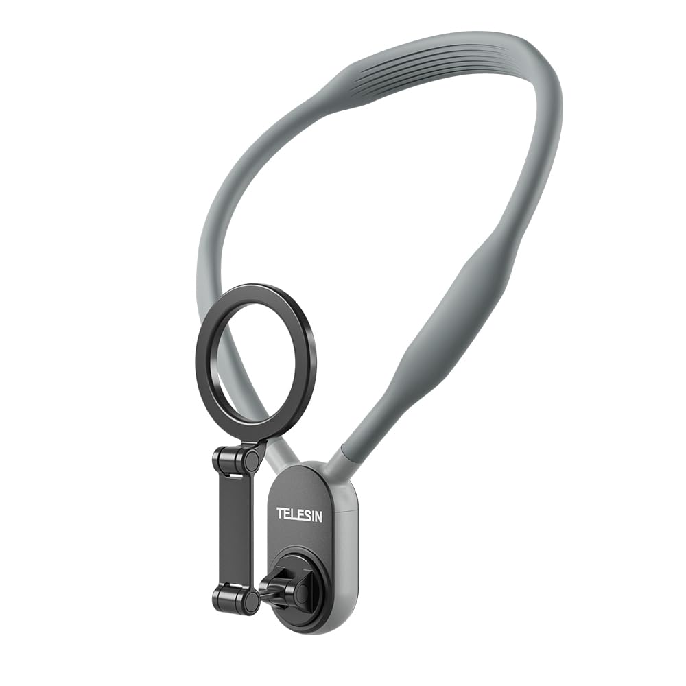 DSI - Magnetic Neck Mount for Phones, Neck Cell Phone Holder POV/Vlog Selfie Mount Hand Free Phone Neck Holder Chest Stand Strap Video Recording for iPhone 17 16 15 14 13 12 Series Android Phones