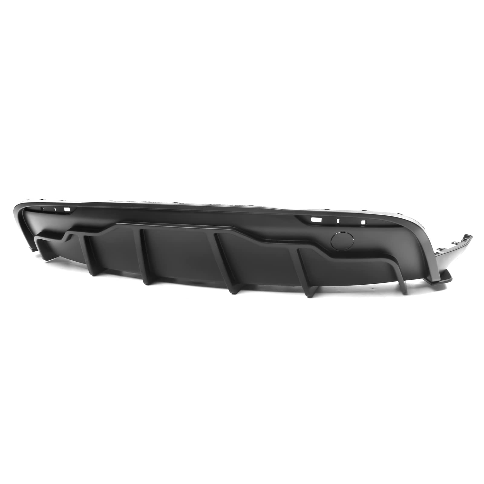 IKON MOTORSPORTS, Rear Diffuser Compatible with 2020-2024 Tesla Model Y, Matte Black IKON Style PP Rear Bumper Lip Shark Fin Splitter Replacement 3PC, 2021