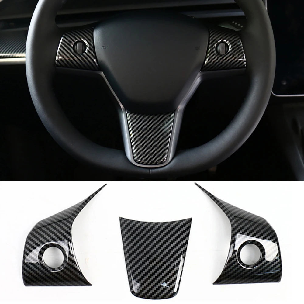 DSI - Carbon Fiber Center Console Wrap - FITS Tesla Model Y 3 2023 ABS  Cover Kit Dashboard Armrest Door Side Trim Sticker Accessories