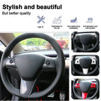 DSI - NEW Steering Wheel Trim Cover For Tesla Model 3/Y Interior Accessories Compatible With Tesla Model 3/Y Carbon Fiber Pattern