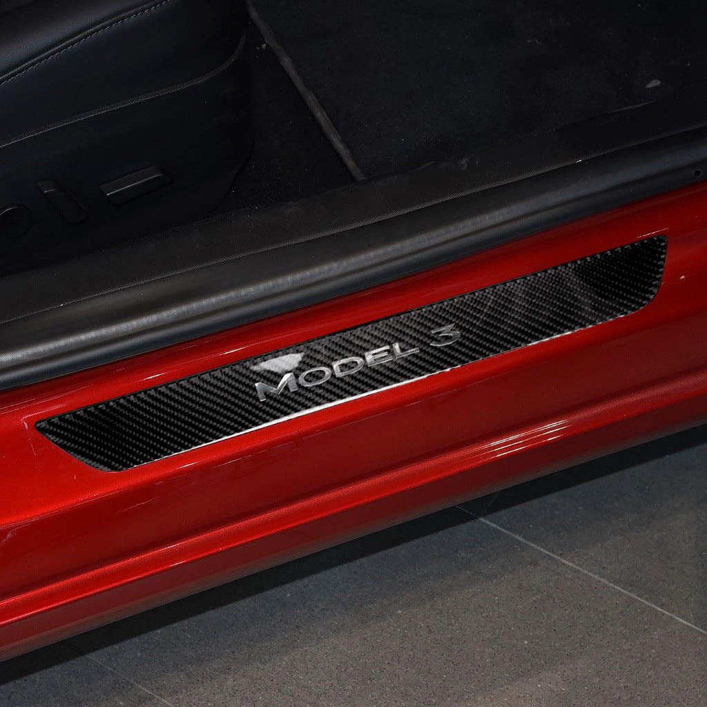 DSI - Tesla Model 3 - Carbon fiber Door jam floor panel threshold strip modification