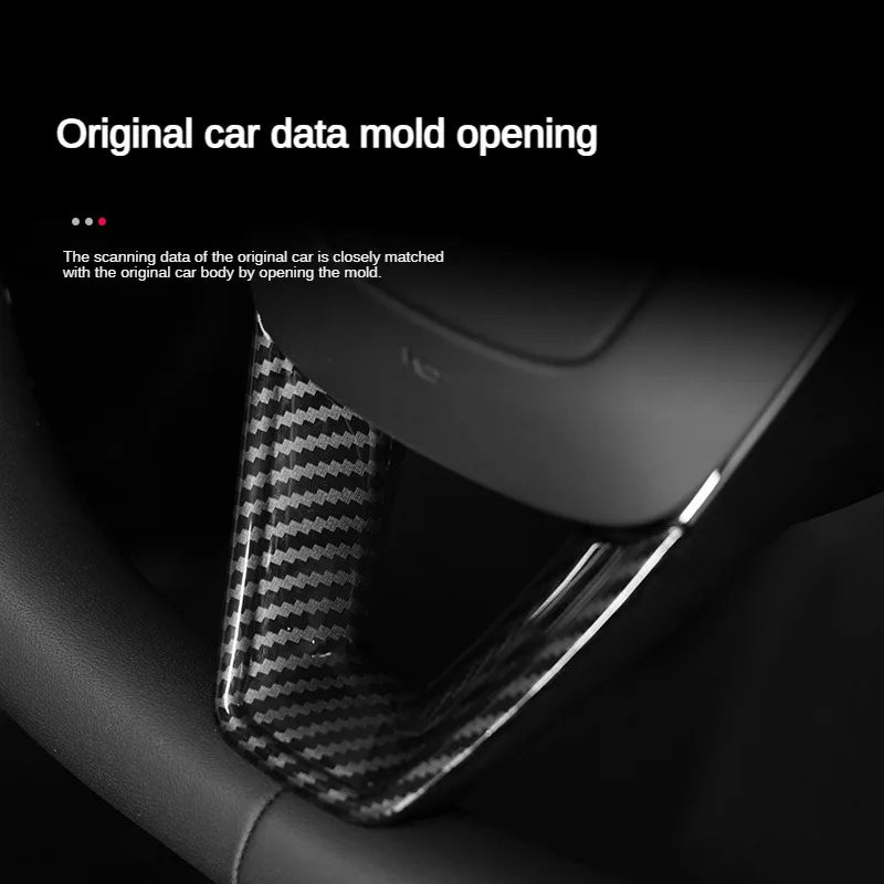 DSI - Steering Wheel Patch FITS Tesla Model 3 Y YL Juniper Highland 2025 2026 U-shaped Protective Cover Trim Sticker ABS Carbon Fiber
