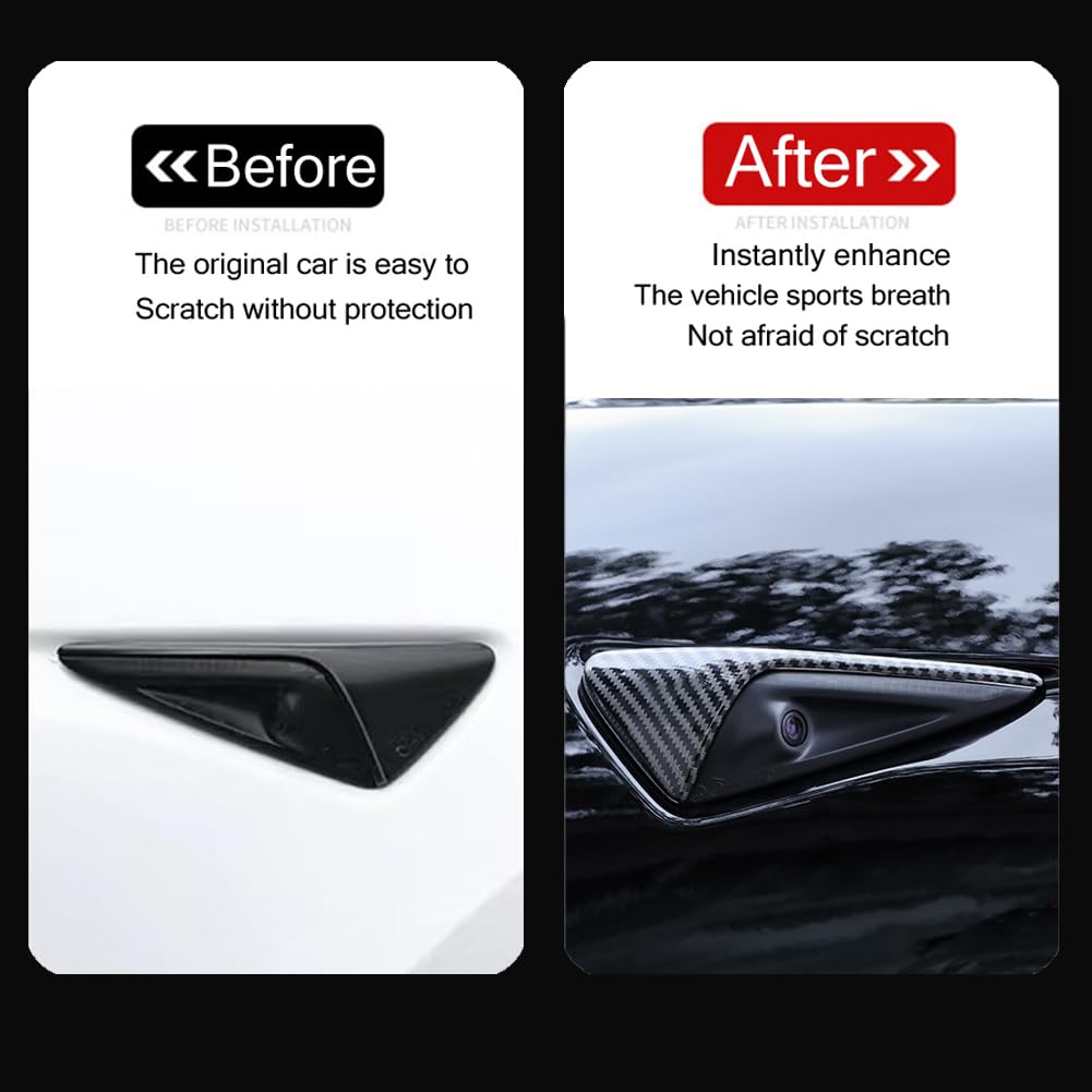 DSI - FITS Tesla Model 3/Y HW3.0 Turn Signal Side Camera Protection Cover Decoration Accessories fit for 2017-2023 Tesla Model 3 and 2020-2023.6 Tesla Model Y (Glossy Carbon Fiber Pattern)