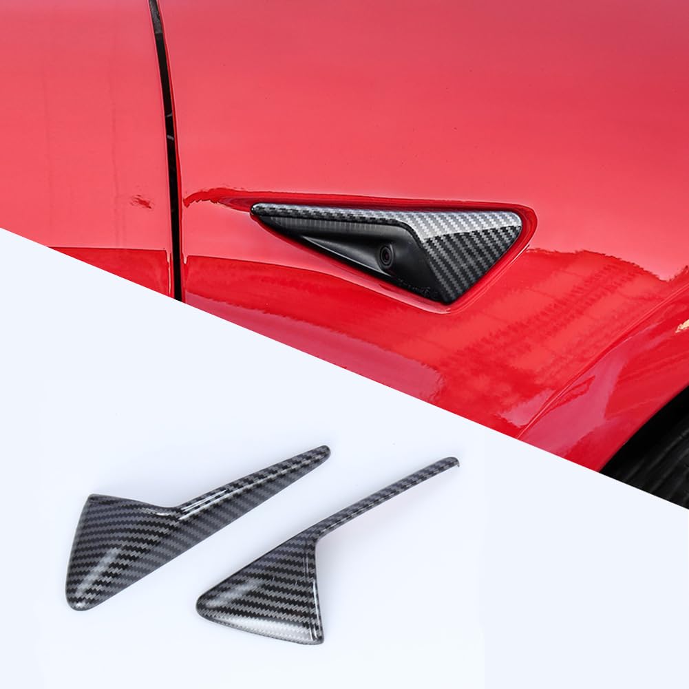 DSI - FITS Tesla Model 3/Y HW3.0 Turn Signal Side Camera Protection Cover Decoration Accessories fit for 2017-2023 Tesla Model 3 and 2020-2023.6 Tesla Model Y (Glossy Carbon Fiber Pattern)