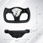 DSI - Yoke Steering Wheel, Black Microfiber Leather with Side Carbon Fiber for Tesla Model 3/Y 2017-2023 With Heating Function