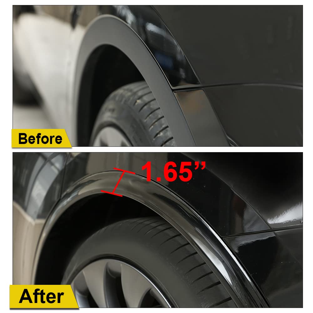 DSI - MODIFIED -  Fender Flares Compatible with 2020-2024 Tesla Model Y, Wide Body widened 0.57 "in front/0.6" in rear BLACK paint style
