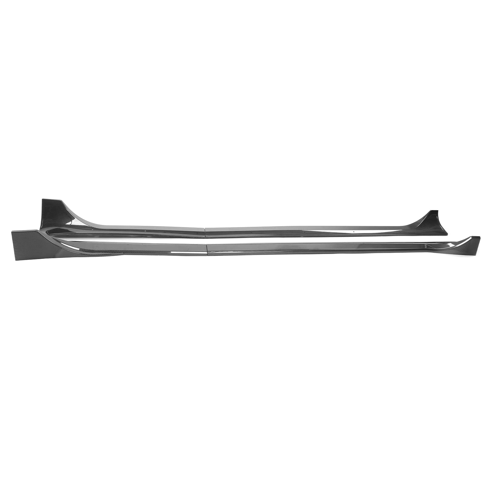 IKON MOTORSPORTS, Side Skirts Compatible with 2020-2024 Tesla Model Y, Carbon Fiber Print IKON Style ABS Plastic Side Skirt Extension Splitter Rocker Panel Pair, 2021