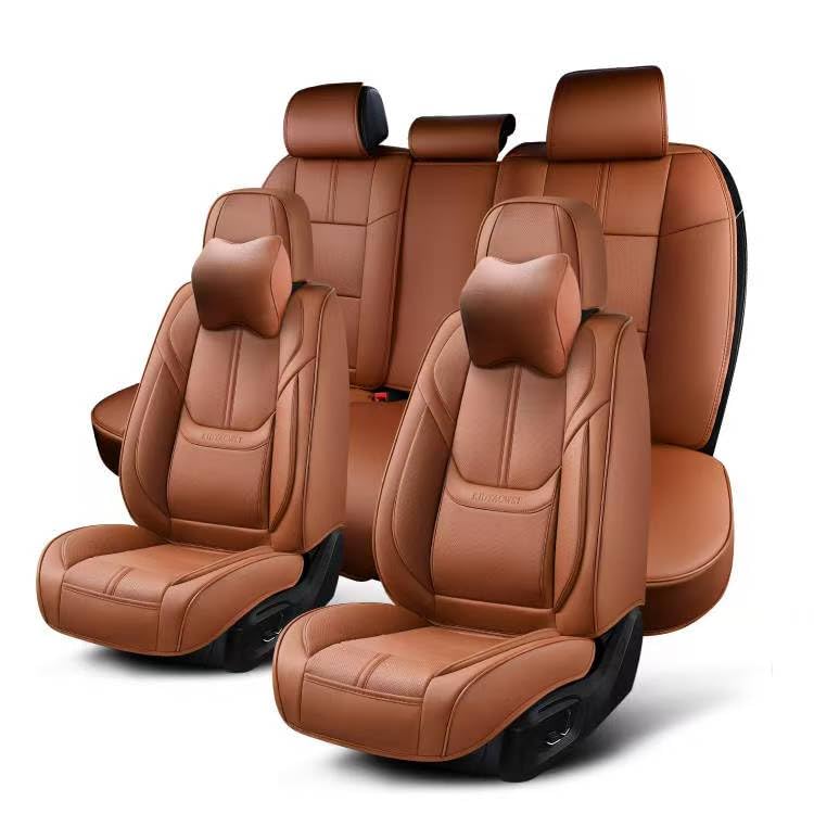 BASIC -  Auto Car Seat Covers Accessories Full Set Leather Cushion Protector Breathable Waterproof Seat Cover for Cars Universal Fit (Brown, Front Pair and Rear)