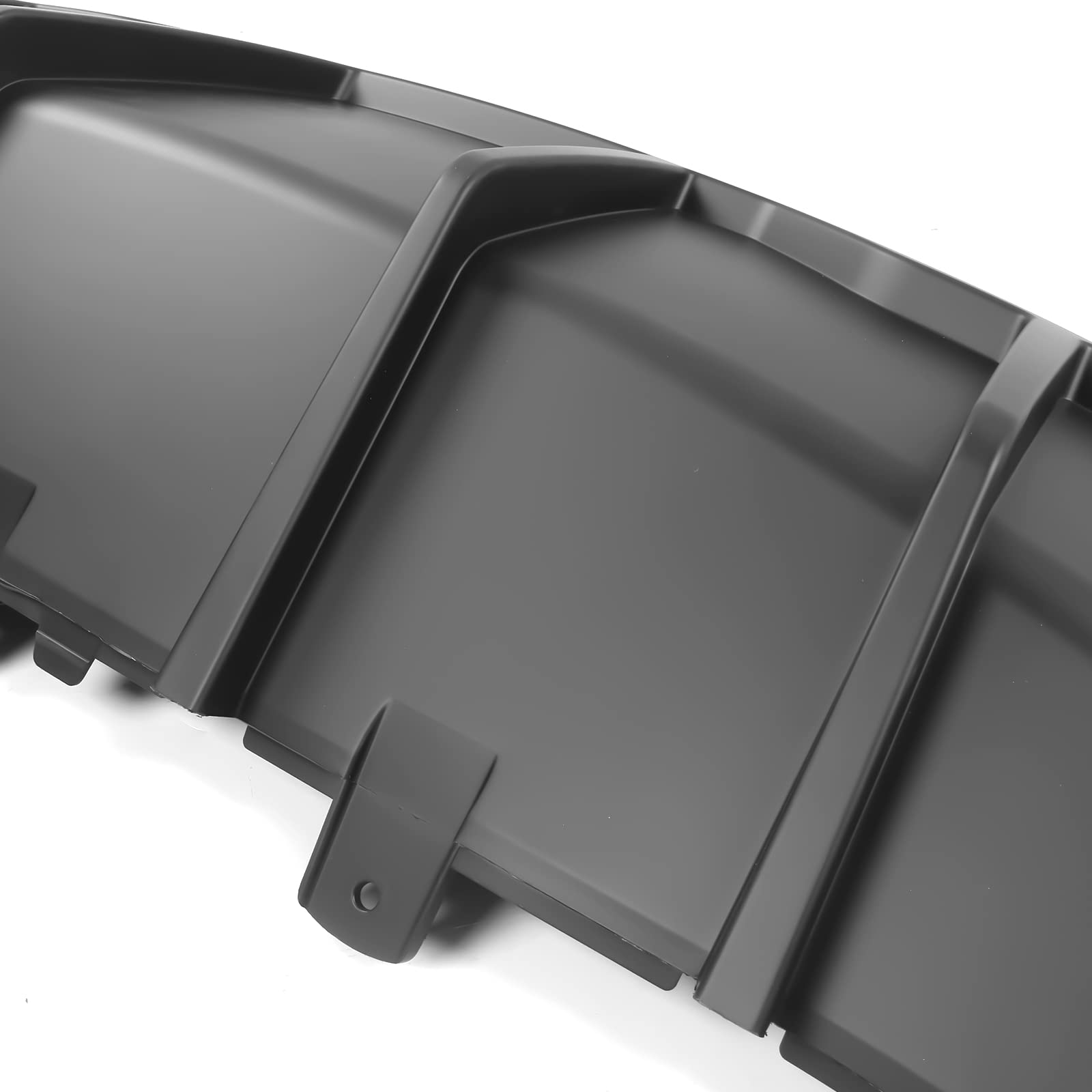 IKON MOTORSPORTS, Rear Diffuser Compatible with 2020-2024 Tesla Model Y, Matte Black IKON Style PP Rear Bumper Lip Shark Fin Splitter Replacement 3PC, 2021