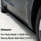 DSI -  4-Piece Side Skirt Extension Kit for Tesla Model Y 2020-2024, Gloss Black ABS Rocker Panel Splitter