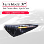 DSI - FITS Tesla Model 3/Y HW3.0 Turn Signal Side Camera Protection Cover Decoration Accessories fit for 2017-2023 Tesla Model 3 and 2020-2023.6 Tesla Model Y (Glossy Carbon Fiber Pattern)