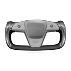 DSI - Hand Stitch Black Genuine Leather Shiny Yoke Carbon Fiber Steering Wheel Cover Wrap for Tesla Model S Yoke Model X - (wrap only)