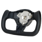 DSI - Yoke Steering Wheel, Black Microfiber Leather with Side Carbon Fiber for Tesla Model 3/Y 2017-2023 With Heating Function