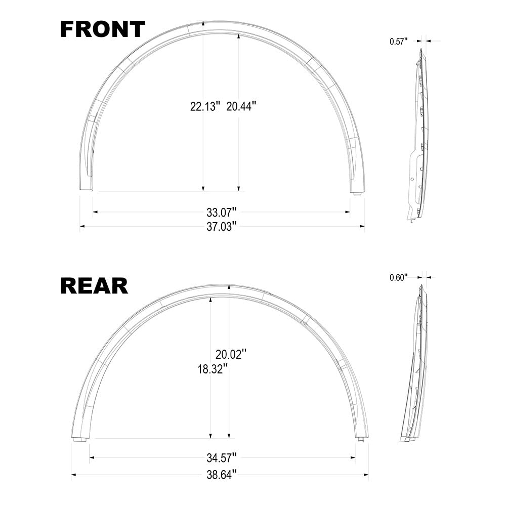 DSI - MODIFIED -  Fender Flares Compatible with 2020-2024 Tesla Model Y, Wide Body widened 0.57 "in front/0.6" in rear BLACK paint style