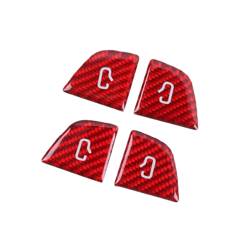DSI - Carbon Fiber Door Lock Switch Cover Trim for Tesla Model 3 Highland 2024-2026 Model Y Juniper 2025-2026 (Red Carbon Fiber Look)