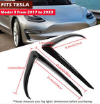 DSI - Front Fog Light Trim Cover for Tesla Model 3, 2PCS Fog Lamp Frame Blade Trim Eyebrow Eyelids Cover, Spoiler Accessories for Model 3 2017 2018 2019 2020 2021 2022 2023, Glossy Carbon Fiber