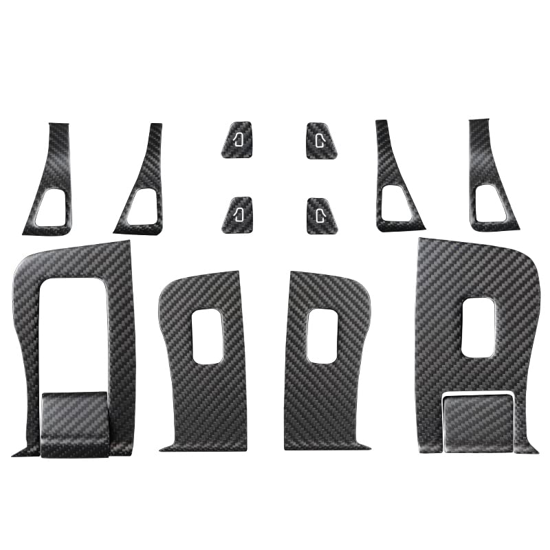 DSI - COMPLETE INTERIOR KIT - 14pcs Carbon Fiber Car Window Glass Lift Button Trim Switch Cover for Tesla Model 3 (2021-2023) Model Y (2021-2024) Door Armrest Panel Cover(for New Model 3/Y, Matte Black)