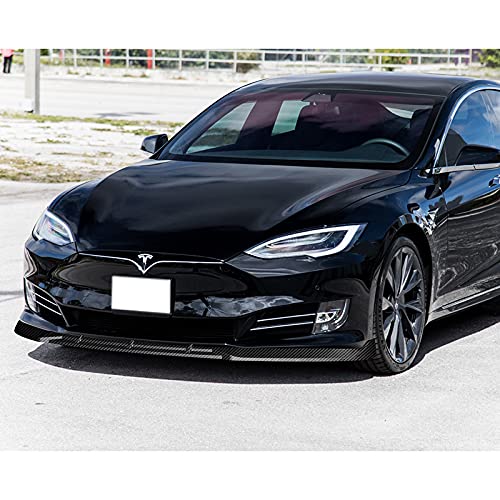DSI - 9pcs Combo Front Bumper Body Kit Lip + Side Skirt Extensions Diffuser Compatible with 2016-2020 Tesla Model S 2017 2018 2019 (Painted Carbon)