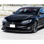 DSI - 9pcs Combo Front Bumper Body Kit Lip + Side Skirt Extensions Diffuser Compatible with 2016-2020 Tesla Model S 2017 2018 2019 (Painted Carbon)