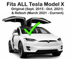DSI - Custom Cut Graphics Logo Decal Wrap for Tesla Model X, 4 pc-Set (Gloss Black)
