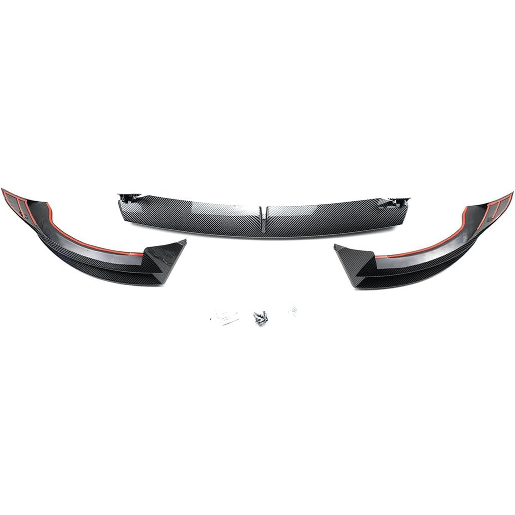 DSI - Front Lip 3Pcs Compatible with for Tesla Model Y 2020 2021 2022 2023 2024 V Style Front Bumper Lip Splitter Spoiler (Carbon Fiber Print)