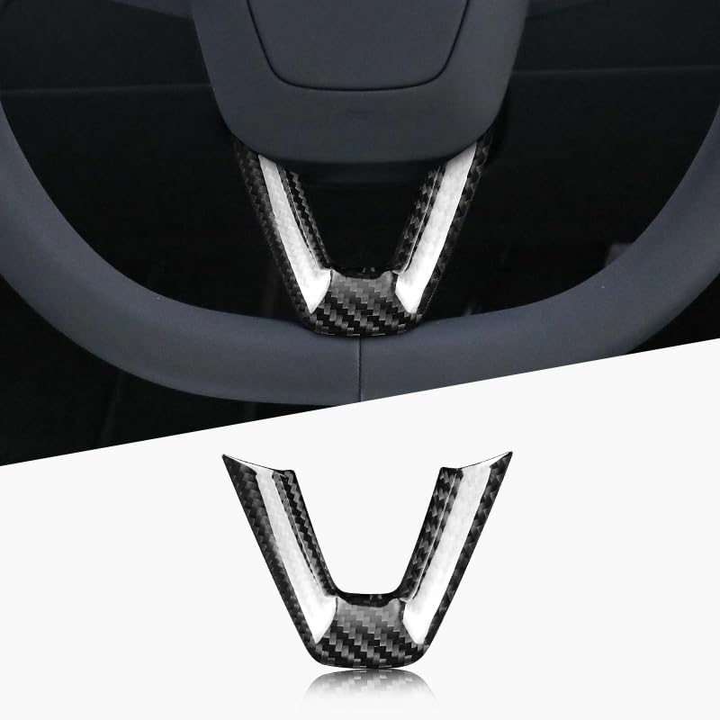 DSI - Compatible with 2024 Tesla Model 3 Steering Wheel Chin REAL Carbon Fiber Decoration Cover, 2024 Tesla Model 3 Accessories