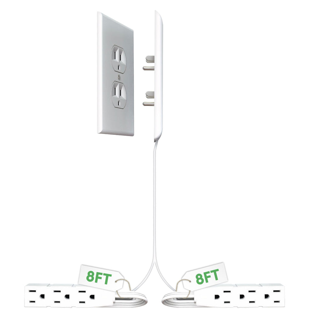 DSI - Sleek Socket Original & Patented Ultra-Thin Outlet Concealer with Cord Concealer Kit, Flat Extension Cord with Multi Outlets Power Strip, Ideal for Home Improvement, Hide Bulky and Messy Cords
