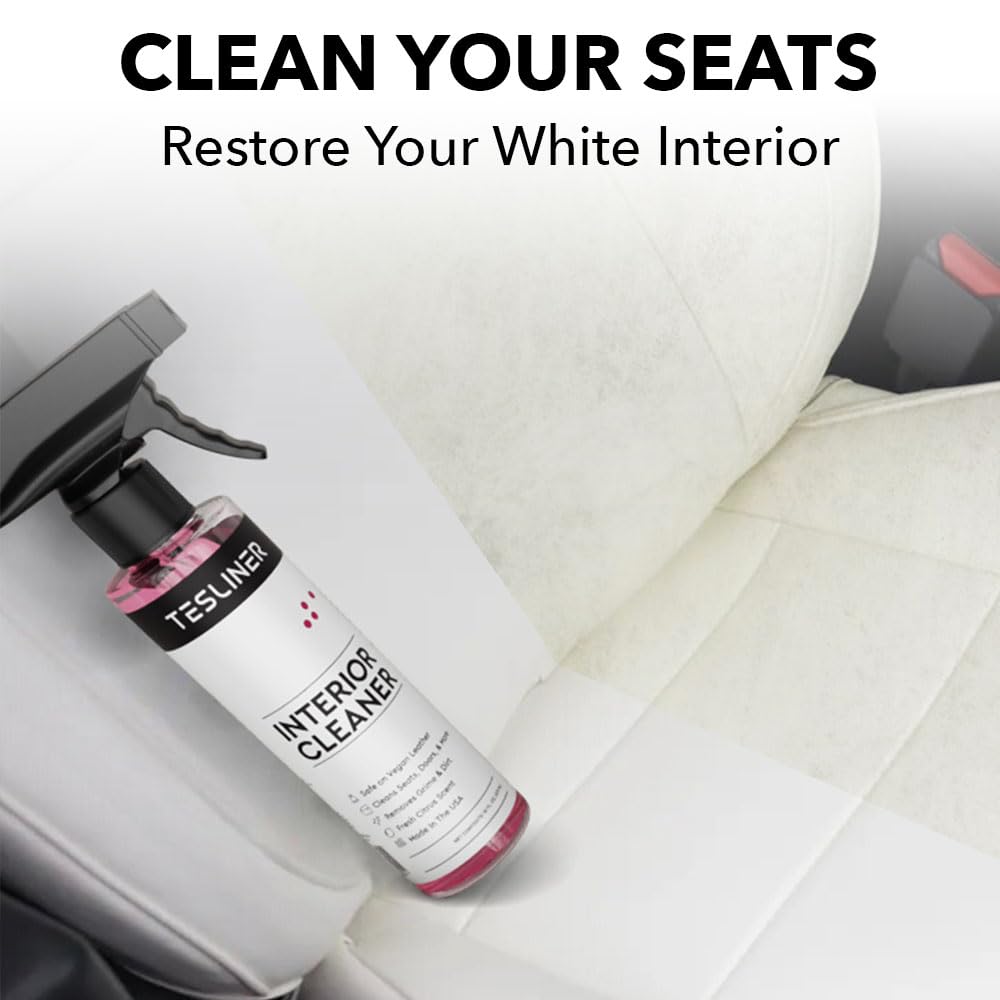 DSI - Tesla Seat Cleaner & Stain Remover - Interior Cleaner for Black & White Vegan Leather, Interior Cleaning Products for Seats, Dash, Console | Tesla Accessories for Model Y, Model 3, S, X, Cybertruck