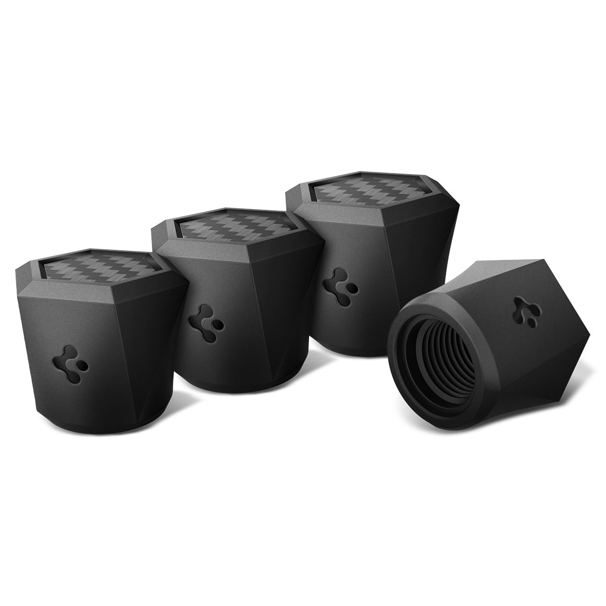 DSI - Magnetic Car Tire Valve Caps in Carbon Black (Never Lose, Fade Resistant) for Tesla Model Y, 3, S, X, Schrader Valve Stem Caps - 4 Pack