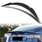 DSI - Real Carbon Fiber Trunk Spoiler Wing Lip kit Rear V-Style Fit for 2012 2013 2014 2015 2016 2017 2018 2019 2020 2021 2022 Tesla Model S, Car Mods Accessories Replacement, (2-SPC-7406-CF)
