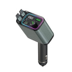 DSTAR - 3 in 1 Retractable Car Charger Adapter & FM Transmitter Bluetooth Mp3 Player- Max 65W + 18W with 2 PD Fast Charging,2 Retractable Cables & USB-A Music Playback for iPhone,iPad,Samsung,Pixel