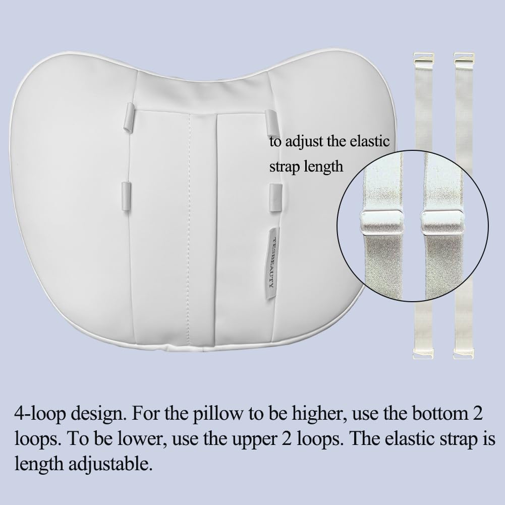 DStar - Nappa Leather Headrest Pillow 2 Packs for Tesla Neck Pillow Uniquely Designed for Tesla Model Y/3/S/X Tesla Car Neck Support Cushion for People Under 5'7" White
