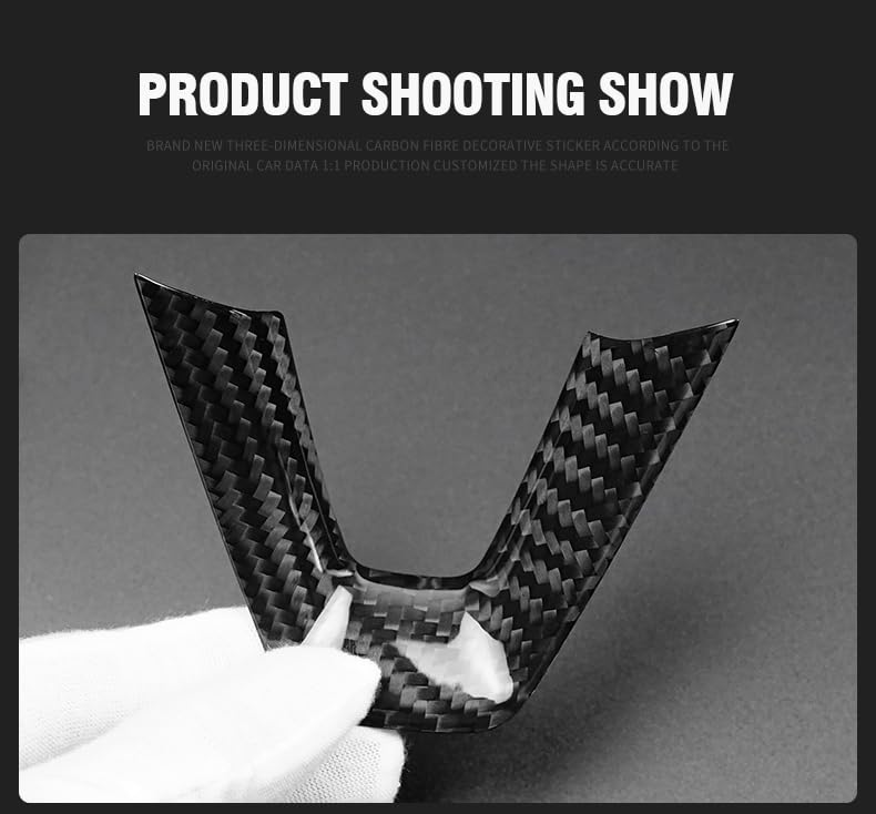 DSI - Compatible with 2024 Tesla Model 3 Steering Wheel Chin REAL Carbon Fiber Decoration Cover, 2024 Tesla Model 3 Accessories