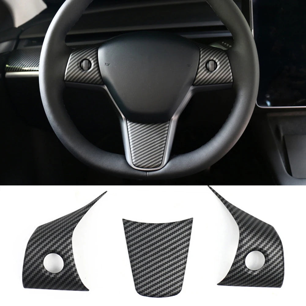 DSI - Carbon Fiber Center Console Wrap - FITS Tesla Model Y 3 2023 ABS  Cover Kit Dashboard Armrest Door Side Trim Sticker Accessories